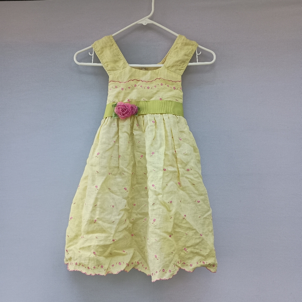 C'est Chouette 100% linen yellow floral dress size 3T